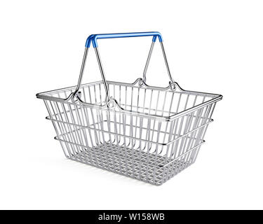 Wire shopping basket isolated on a white background. 3d rendering illustration Stock Photo