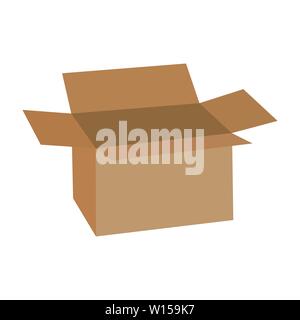 Vector illustration of open cardboard transportation symbols. Open cardboard box isolated on white background Stock Vector