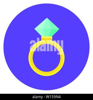 diamond wedding ring, jewelry related icon, flat design. Vector illustration eps10 Stock Vector