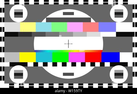 Abstract TV Test Card, Test Pattern or Start-up and Closedown test. Television Color Test Background Specially Simplified for Retro Web Decoration Usa Stock Vector