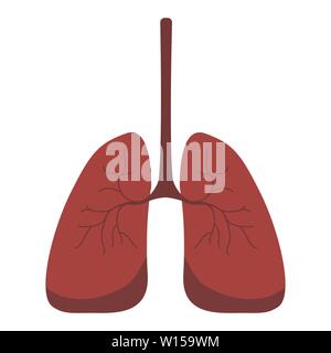 Lungs icon, flat style. Internal organs of the human design element, logo. Anatomy, medicine concept. Healthcare. Isolated on white background. Vector Stock Vector