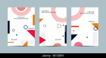 Abstract Cover Set with Memphis Style Stock Vector