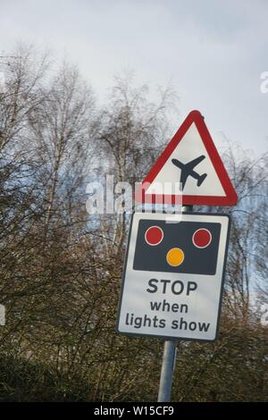 low flying aircraft sign Stock Photo