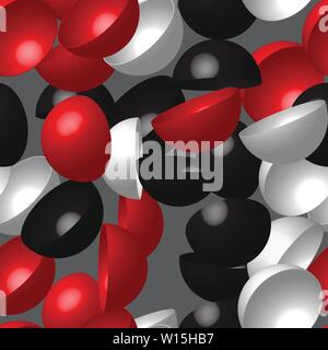 Red White Black Hemispheres Vector Seamless Pattern Stock Vector