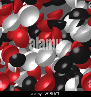 Red White Black Hemispheres Vector Seamless Pattern Stock Vector