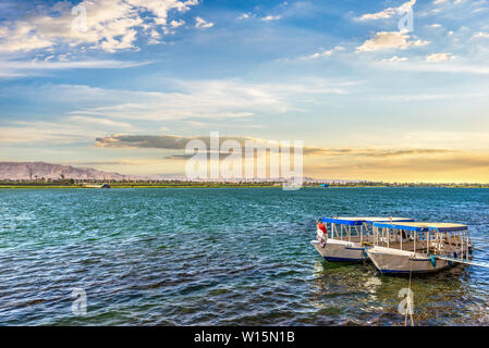 Pleasure boats on river Nile Stock Photo