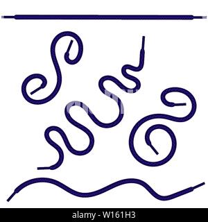Set of Blue Shoelace Isolated on White Background Stock Vector
