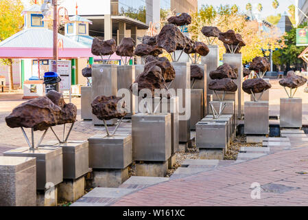 Gibeon meteorites on display in Windhoek, Namibia. Stock Photo