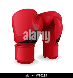 Realistic red boxing gloves icon isolated, sport equipment Stock Vector