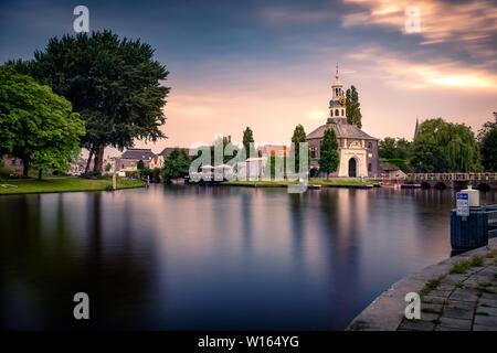 City Gate Zijlpoort in Leiden at the Singel tourist landmark in  the Netherlands Stock Photo