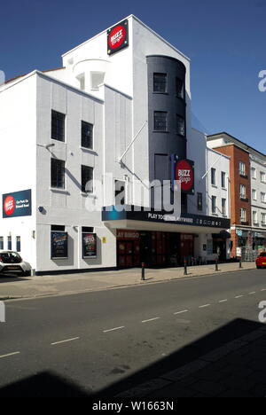 AJAXNETPHOTO. 2019. WORTHING, ENGLAND. - ART DECO REPAINT - BUZZ BINGO HALL AT THE PLAZA AFTER RECENT REDECORATION. BUILDING WAS DESIGNED AS PLAZA CINEMA IN THE 1930S BY HARRY WESTON WITH INTERIORS BY EUGENE MOLLO AND MICHAEL EGAN.  PHOTO:JONATHAN EASTLAND/AJAXREF:DP191405 173