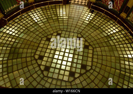 Glass floor in the rotunda of the Michigan State Capitol, which opened on January 1, 1879 in Lansing, Michigan on Saturday, June 29, 2018. It was designed by architect Elijah E. Myers, and is one of the first state capitols to be topped by a lofty cast iron dome, that was modeled on the dome of the United States Capitol in Washington, DC. Credit: Ron Sachs/CNP | usage worldwide Stock Photo