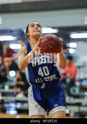 Basketball action at the Washington State 2A and 3A All Star Game in Liberty Lake, Washington. Stock Photo