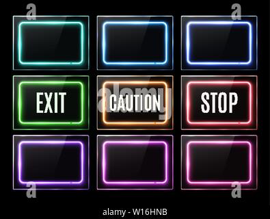 Exit caution stop light sign Color rectangle frame Stock Vector