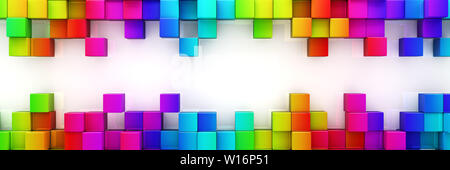 Rainbow of colorful blocks abstract background - 3d render Stock Photo