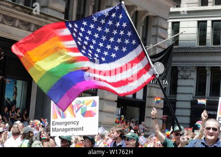 Fifth Avenue, New York, USA, June 30, 2019 - Thousands of Peoples Marched on the 2019 World Pride Parade in New York City. Photo: Luiz Rampelotto/EuropaNewswire PHOTO CREDIT MANDATORY. | usage worldwide Credit: dpa picture alliance/Alamy Live News Stock Photo