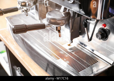 Modern coffee machine in cafe, closeup Stock Photo