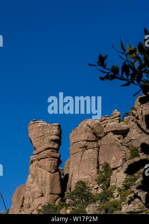 Organ pipe formation at Chiricahua National Monument in Southeastern Arizona is an area where the rocks are called 'organ pipe formation'. Stock Photo