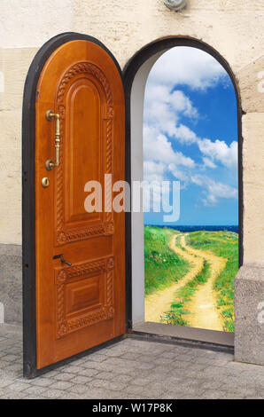 Door to freedom. Conceptual design. Stock Photo