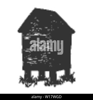 Wooden Beehive Apiary On Grass Apiculture Vector Stock Vector