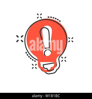 Problem solution icon in comic style. Light bulb idea vector cartoon illustration on white background. Question and answer business concept splash eff Stock Vector