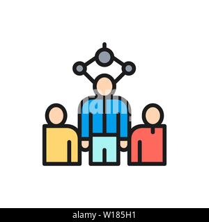 Vector choosing employee, recruitment, recruiting agency flat color line icon. Stock Vector