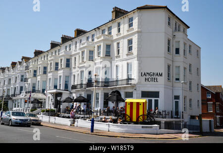 Langham Hotel, opposite the beach in Eastbourne, East Sussex, UK Stock Photo