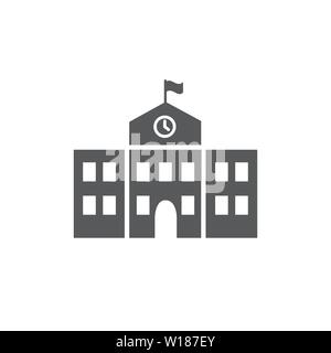 School building icon on white background Stock Vector