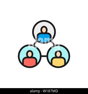 Vector business community, teamwork, connection, blockchain flat color line icon Stock Vector