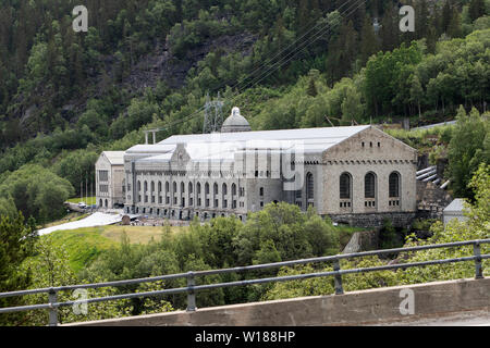 A former hydroelectric power plant and heavy water facility at Vemork is now the Norwegian Industrial Workers Museum in Rjukan, Norway. Stock Photo