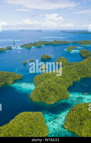 Rock Islands of Palau, Pacific, Micronesia, Palau Stock Photo