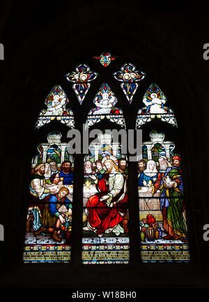 Charles Randoph memorial window (1878, J & W Kier) depicting the marriage at Cana in The Church of the Holy Rude in Stirliong, Scotland Stock Photo