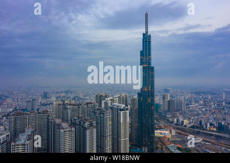 Morning view of High Rise development in Ho Chi Minh City with views of Financial district, City and River