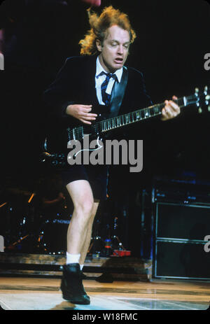 AC/DC US rock group with Angus Young about 1983. Photo: Jeffrey Mayer ...