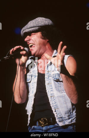 AC/DC US rock group with Brian Johnson about 1986. Photo:Jeffrey Mayer Stock Photo