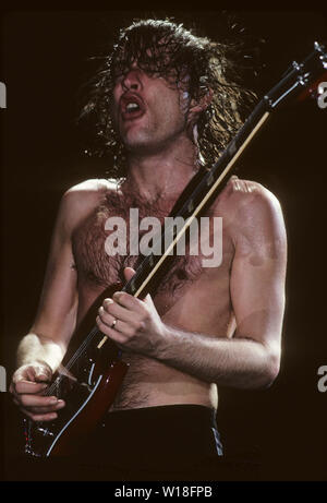 AC/DC US rock group with Angus Young about 1983. Photo: Jeffrey Mayer ...
