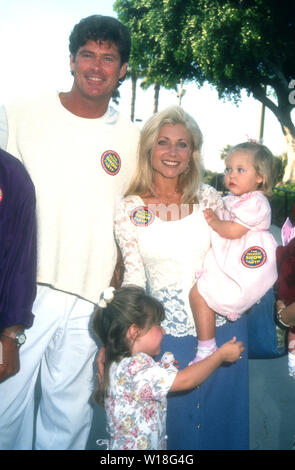 Los Angeles, California, USA 27th July 1994 Actor David Hasselhoff and wife Pamela Bach and daughters Hayley Hasselhoff and Taylor Ann Hasselhoff attend the Opening Night Performance of the Ringling Bros. and Barnum and Bailey Circus to Benefit Variety Club on July 27, 1994 at Los Angeles Sports Arena in Los Angeles, California, USA. Photo by Barry King/Alamy Stock Photo Stock Photo