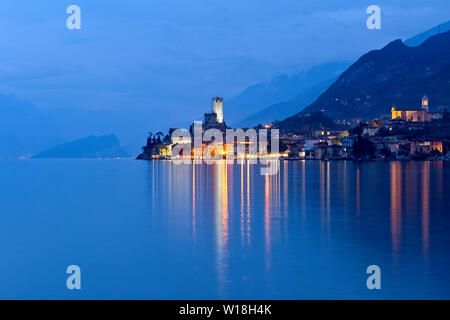 The picturesque town of Malcesine on Lake Garda. Verona province, Veneto, Italy, Europe.