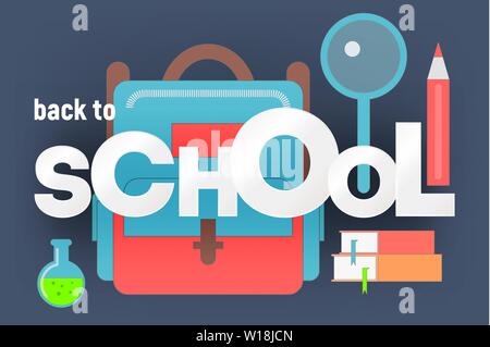 Back to School Poster Design with School Items and Elements. Vector Illustration. Stock Vector