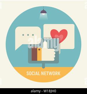 Social Media Signs for Network Concept. Vector Illustration. Retro Design. Stock Vector