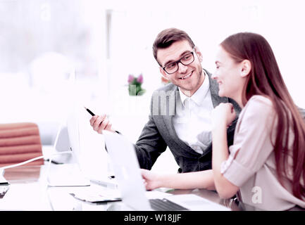 Two managers in a business meeting analyzing data.photo with copy space Stock Photo