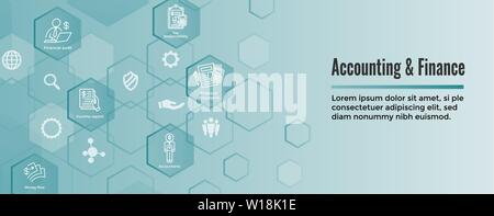 Accountant / Accounting Icon Set and Web Header Banner Stock Vector