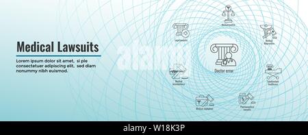 Medical Lawsuits Icon Set With Web Header Banner Stock Vector Art