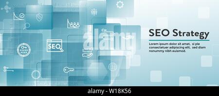 SEO Strategy - Search engine optimization concept, including keywords, etc Stock Vector
