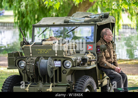 Bedford, Bedfordshire, UK. June 2 2019. Festival of Motoring, Ford GPW 1944, U.S. Army Truck, Command Reconnaissance, commonly known as Jeep or jeep. Stock Photo