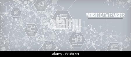 Website Data Transfer Icon Set - Web Header Banner Stock Vector