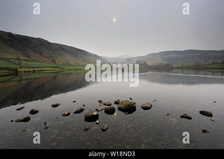 Misty view over Watendlath tarn, Keswick, Lake District National Park, Cumbria, England, UK Stock Photo