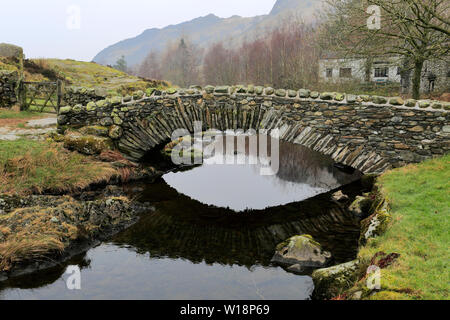 Misty view over Watendlath tarn, Keswick, Lake District National Park, Cumbria, England, UK Stock Photo