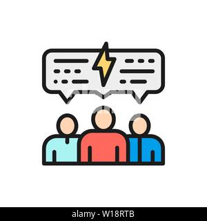 Vector people with speech bubble, discussion, communication flat color line icon Stock Vector