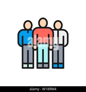 Vector business team, people group, company workers flat color line icon. Stock Vector